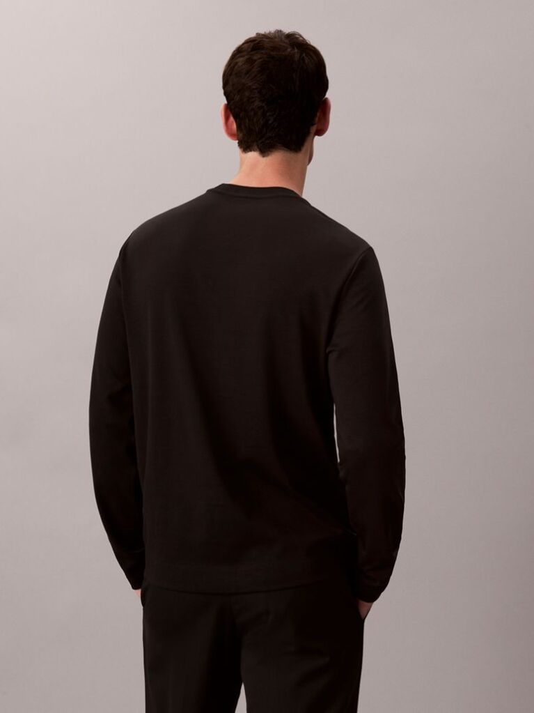 Μαύρο Μακρυμάνικο T-Shirt Από Luxe Βαμβάκι  Άνδρας