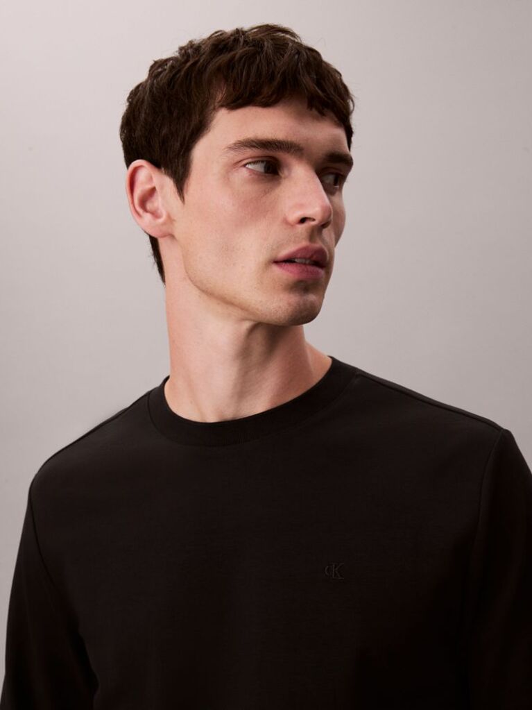 Μαύρο Μακρυμάνικο T-Shirt Από Luxe Βαμβάκι  Άνδρας