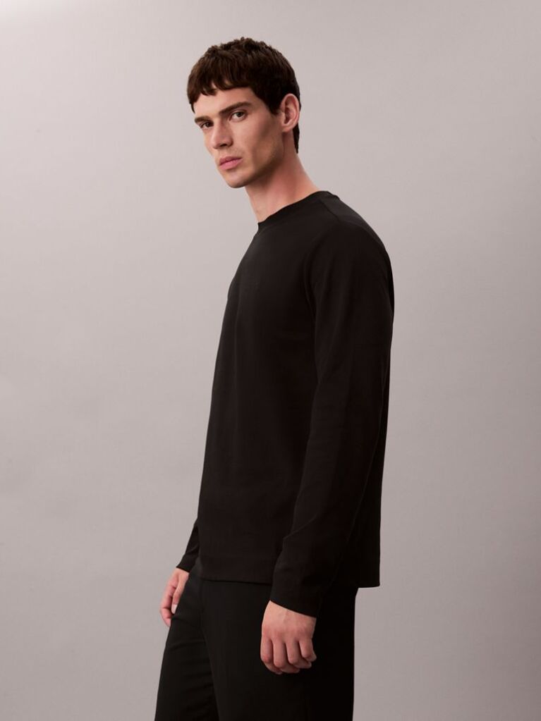 Μαύρο Μακρυμάνικο T-Shirt Από Luxe Βαμβάκι  Άνδρας