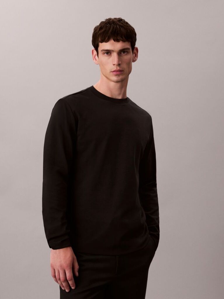 Μαύρο Μακρυμάνικο T-Shirt Από Luxe Βαμβάκι  Άνδρας