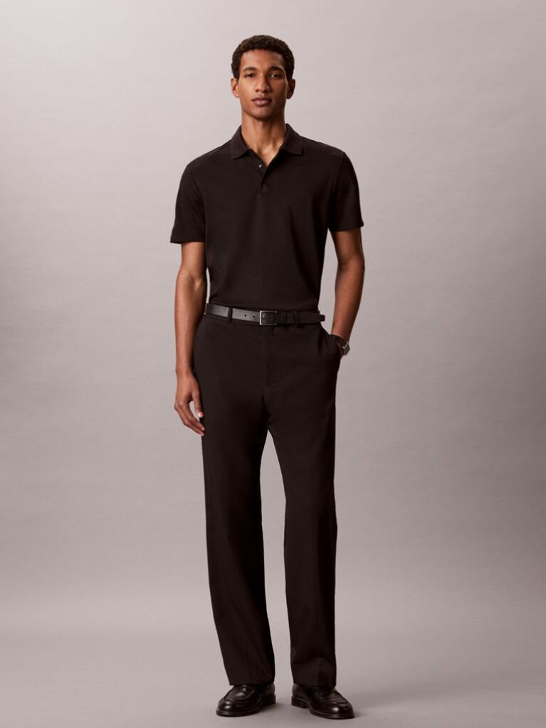 Black Short Sleeve Tech Interlock Polo Shirt  Men