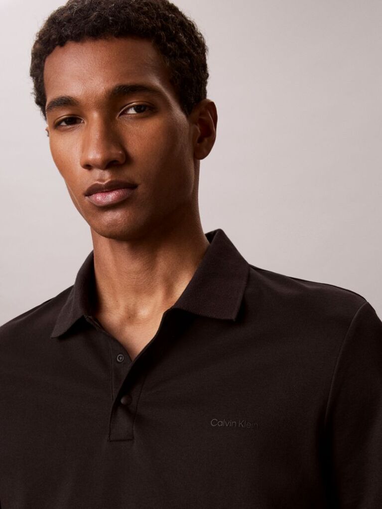 Black Short Sleeve Tech Interlock Polo Shirt  Men