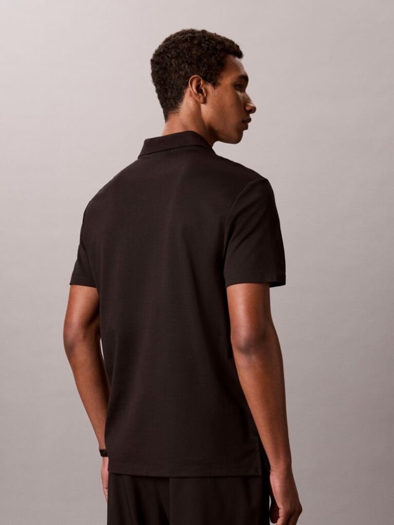 Black Short Sleeve Tech Interlock Polo Shirt  Men