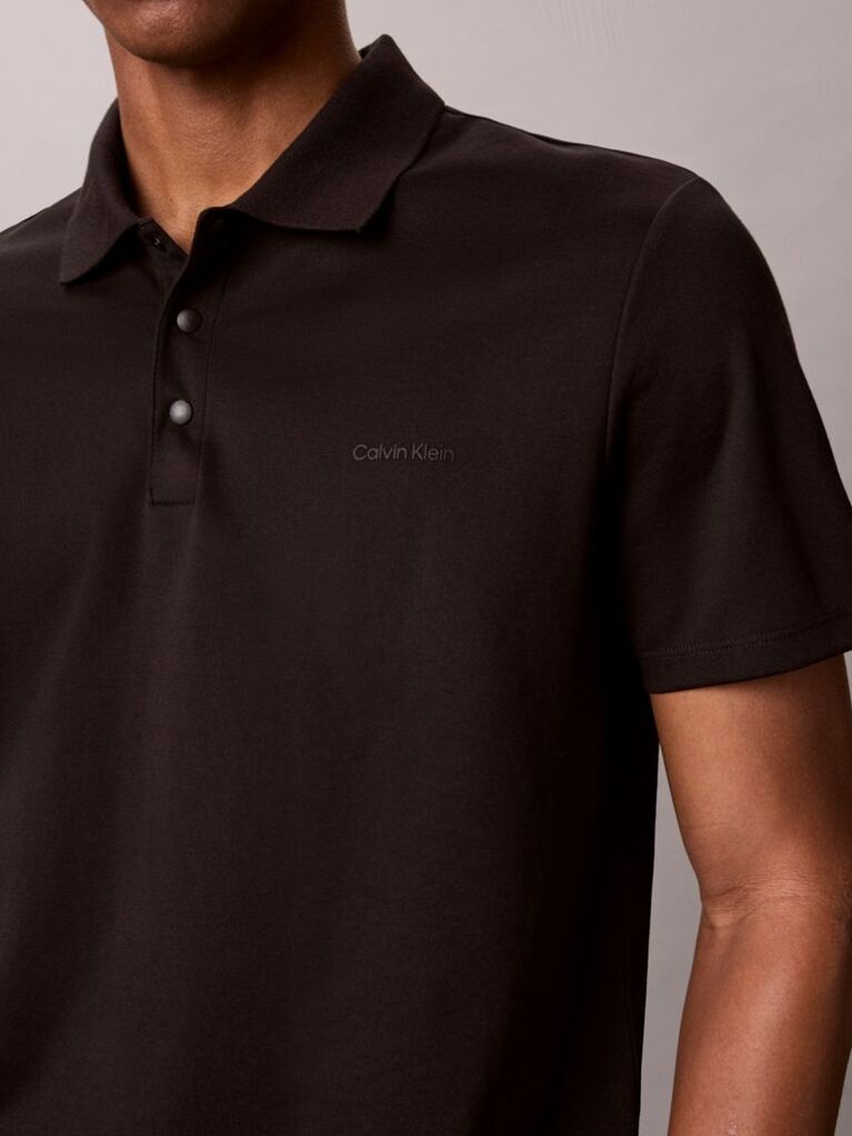 Black Short Sleeve Tech Interlock Polo Shirt  Men