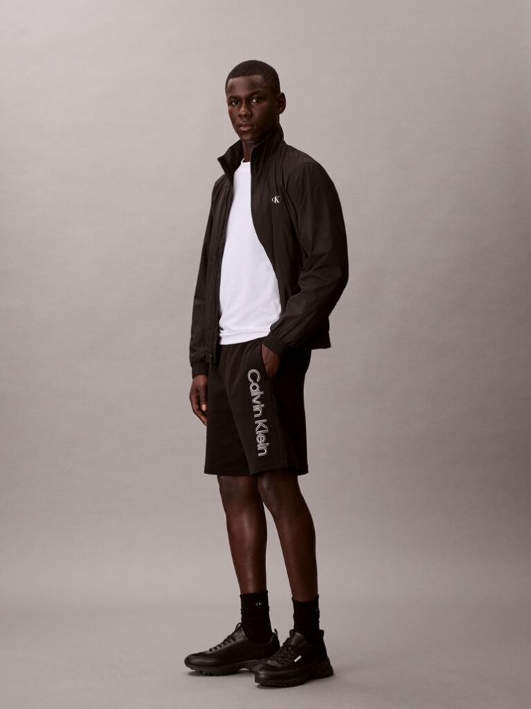 Black Graphic Logo Terry Shorts  Men