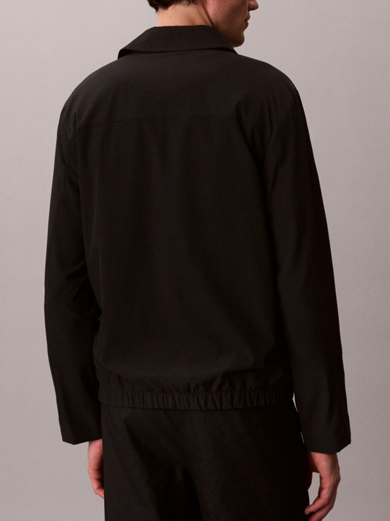 Μαύρο Τζάκετ Blouson Από Seersucker  Άνδρας