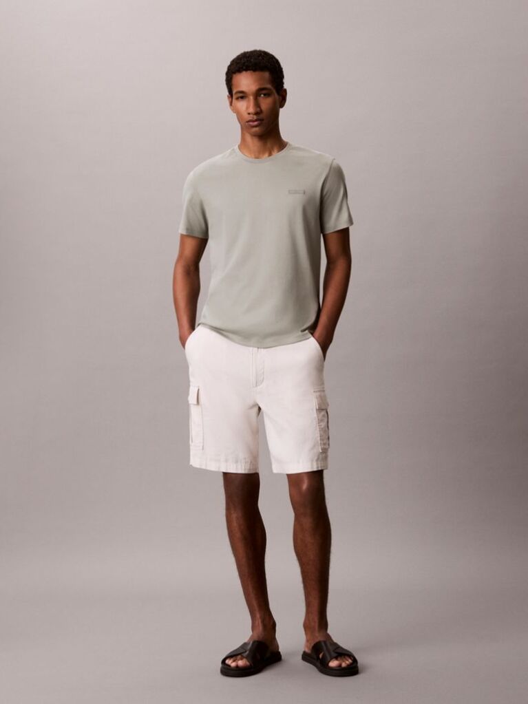 Grey Slim Fit Logo Patch Fluid Cotton T-Shirt  Men