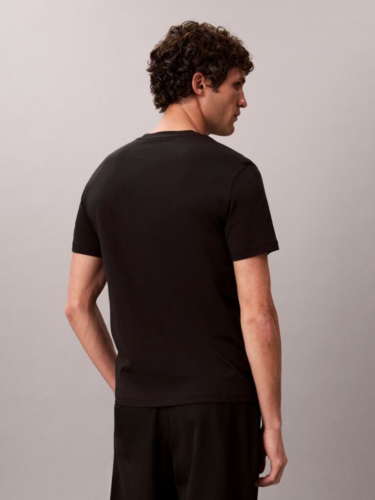 Black Slim Fit Logo Patch Fluid Cotton T-Shirt  Men