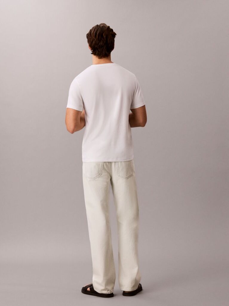 White Slim Fit Logo Patch Fluid Cotton T-Shirt  Men