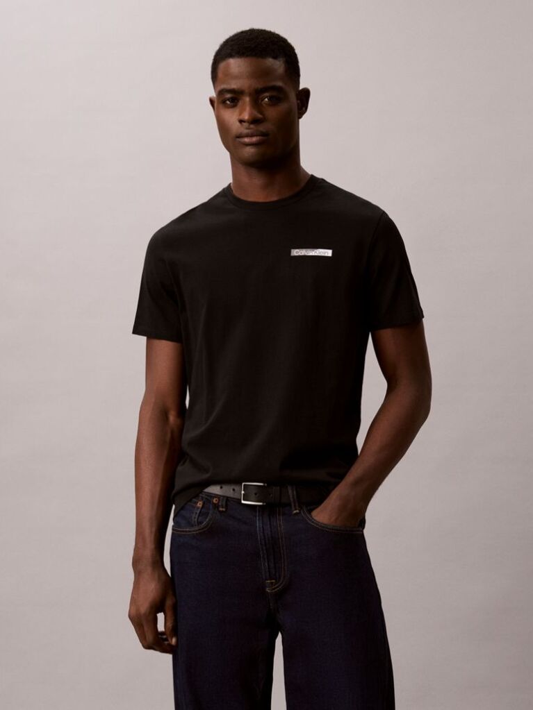 Black Split Graphic Logo T-Shirt  Men