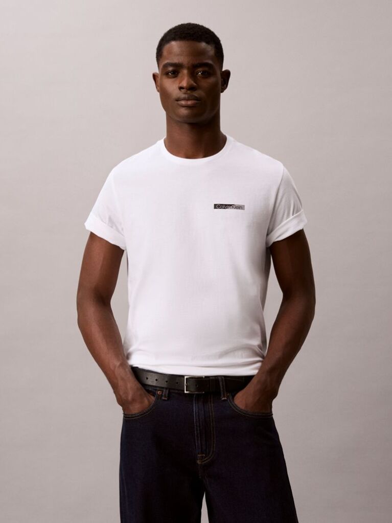 White Split Graphic Logo T-Shirt  Men