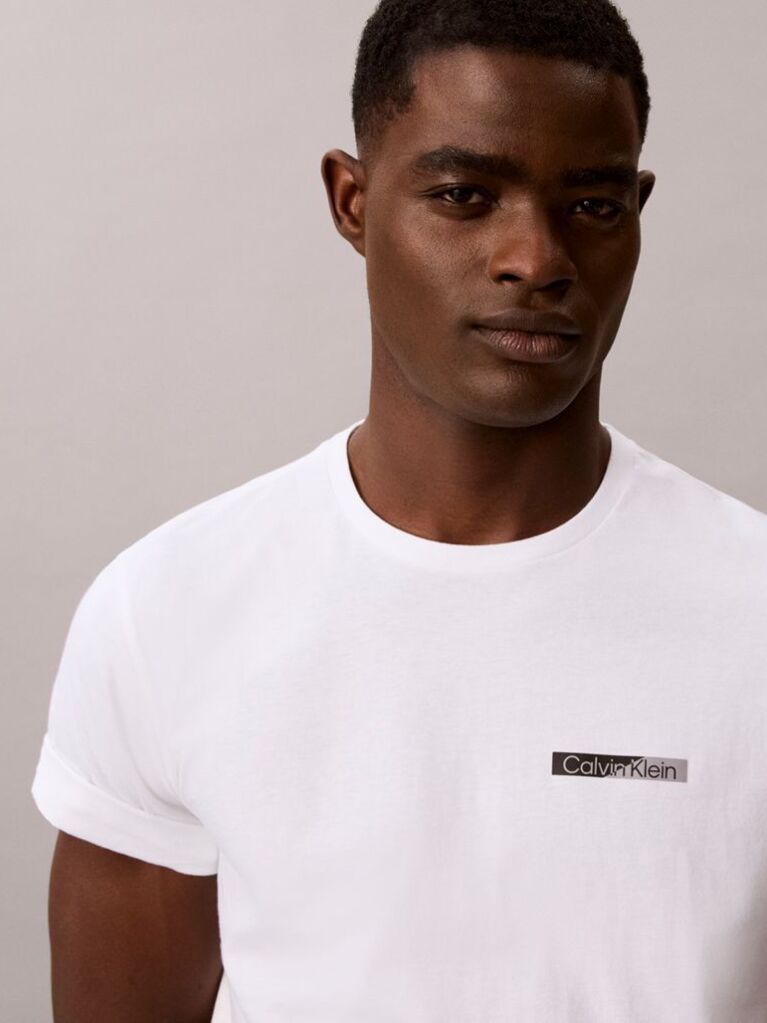 White Split Graphic Logo T-Shirt  Men