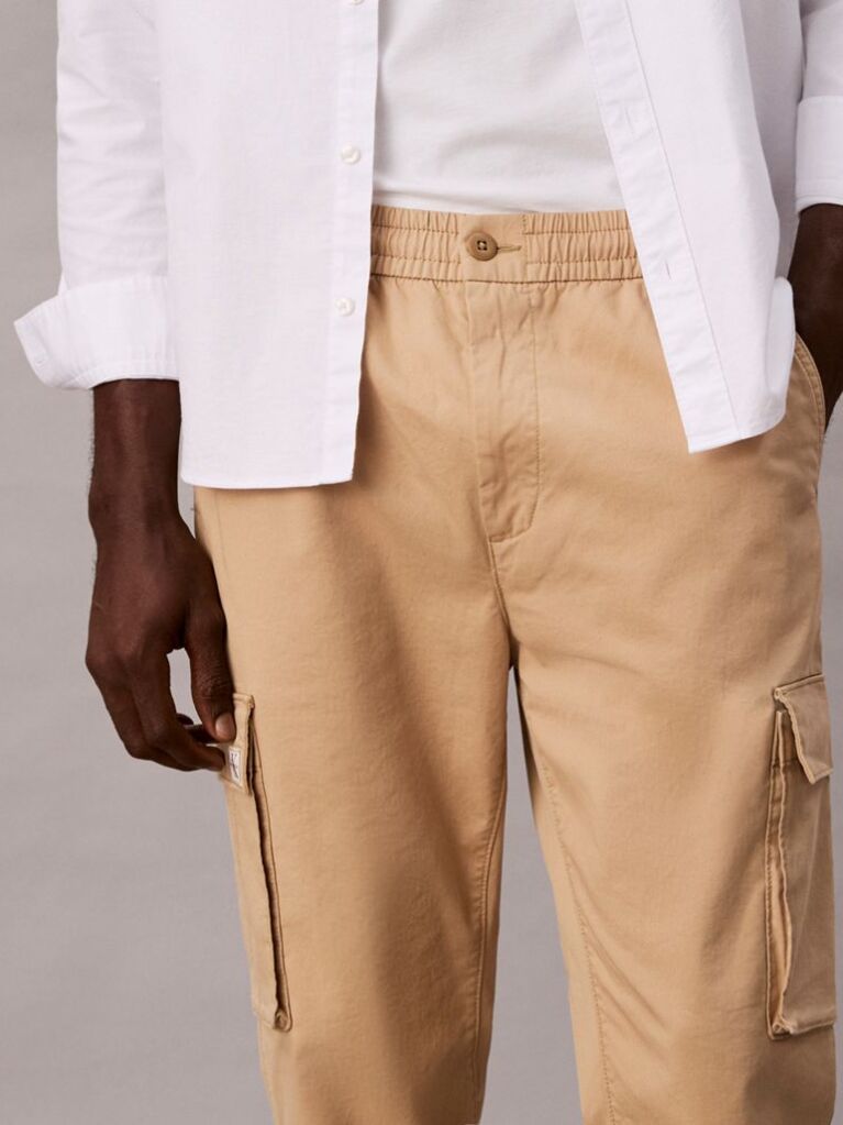 Μπεζ Cargo Παντελόνι Σε Skinny Γραμμή Από Twill  Άνδρας