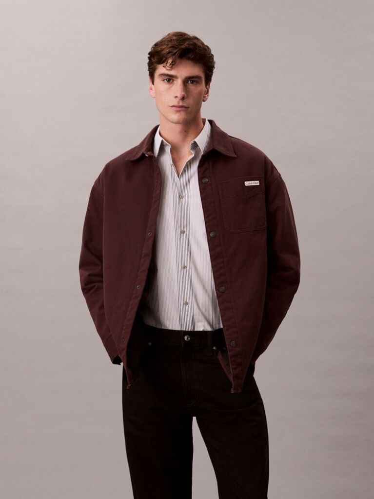 Red 90's Denim Relaxed Shirt Jacket  Men