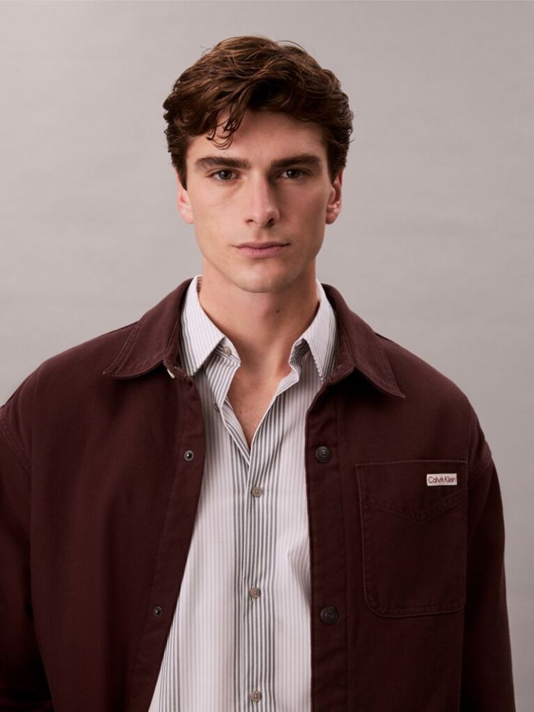 Red 90's Denim Relaxed Shirt Jacket  Men
