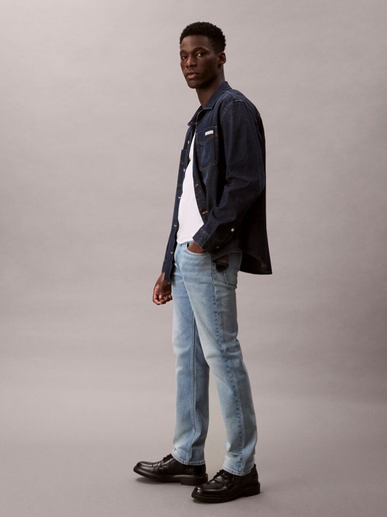 Blue Slim Straight Jeans  Men