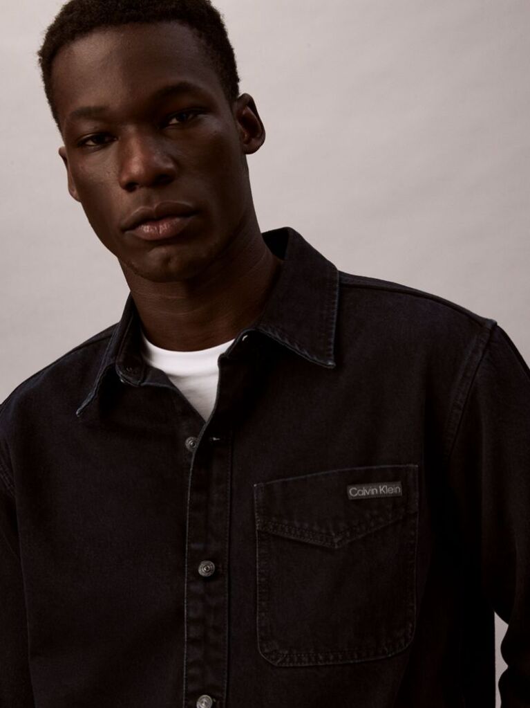 Μπλε 90's Denim Πουκάμισο Με Στιλ Τζάκετ  Άνδρας
