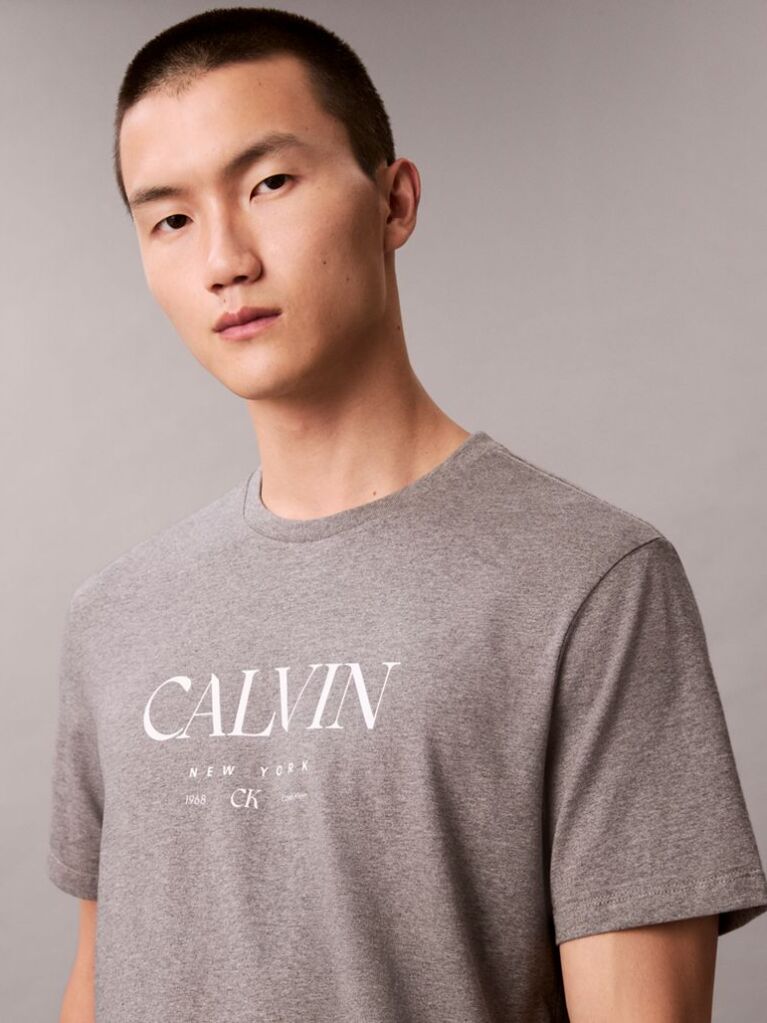Grey Calvin Crewneck Graphic Tee  Men