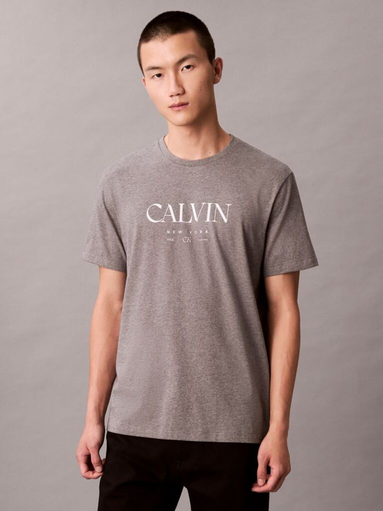 Grey Calvin Crewneck Graphic Tee  Men