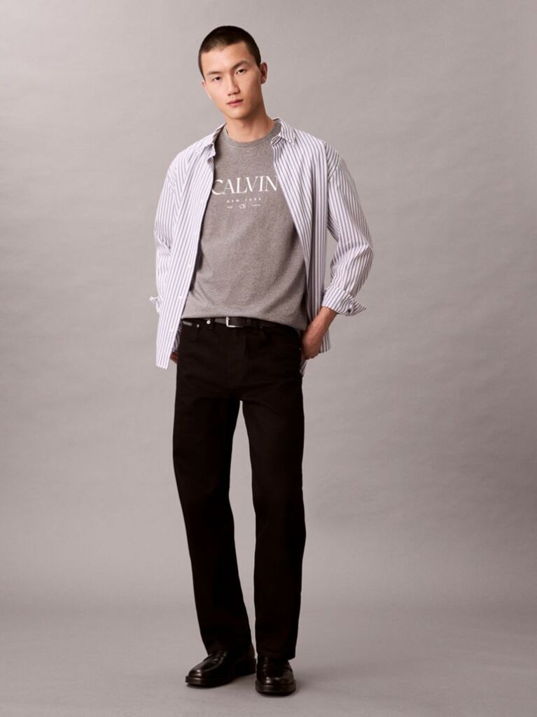 Grey Calvin Crewneck Graphic Tee  Men