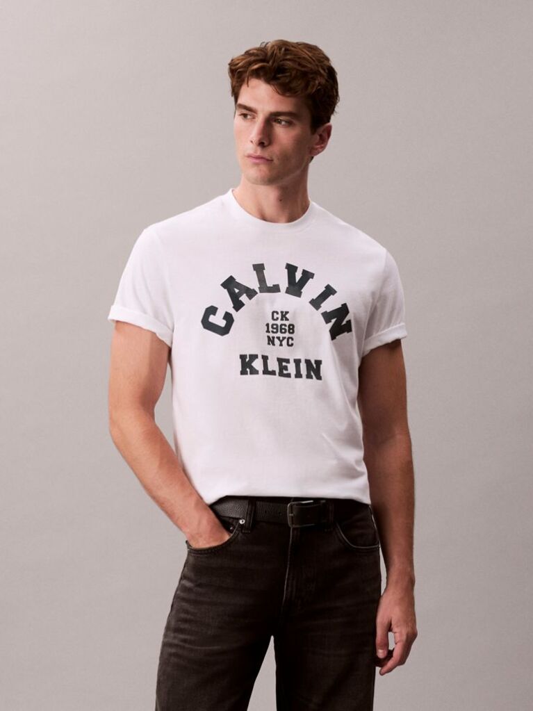 White Varsity Logo Graphic Relaxed T-Shirt  Men