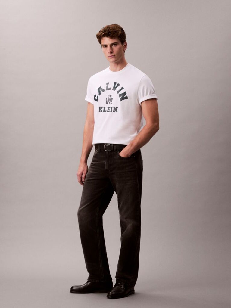 White Varsity Logo Graphic Relaxed T-Shirt  Men
