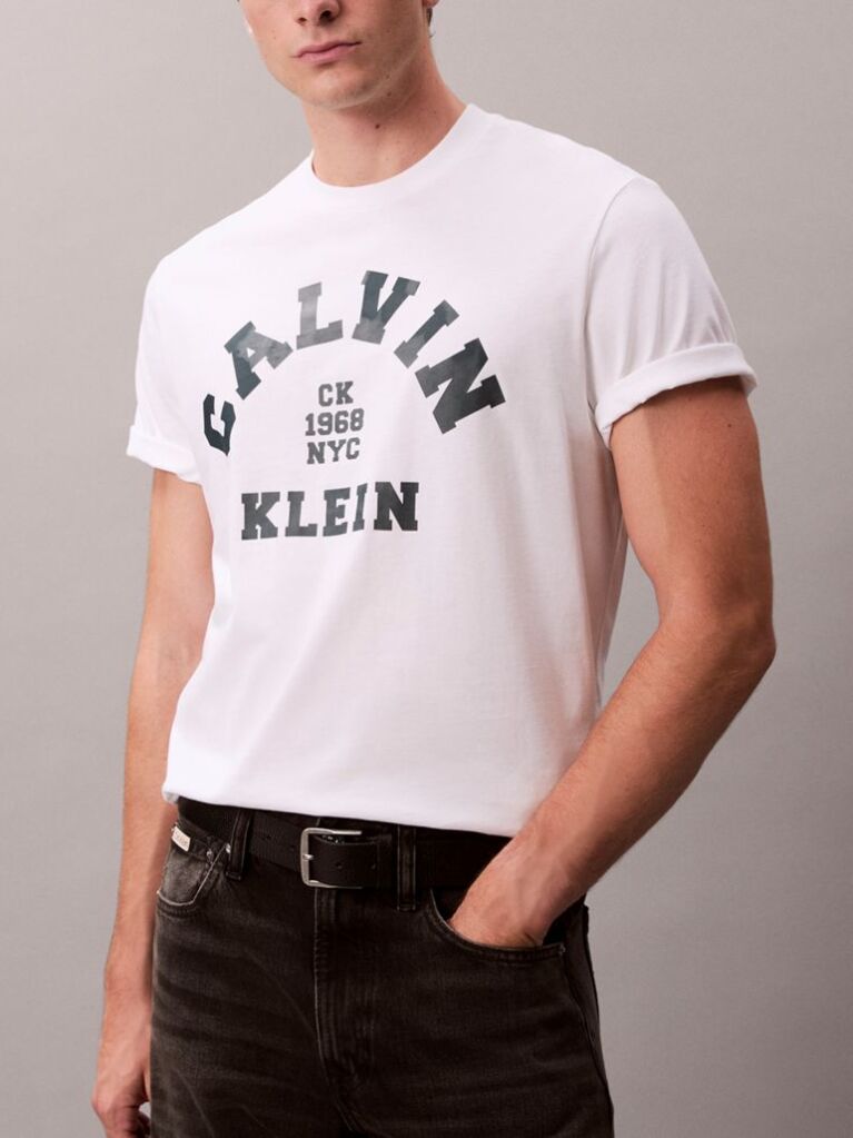 White Varsity Logo Graphic Relaxed T-Shirt  Men