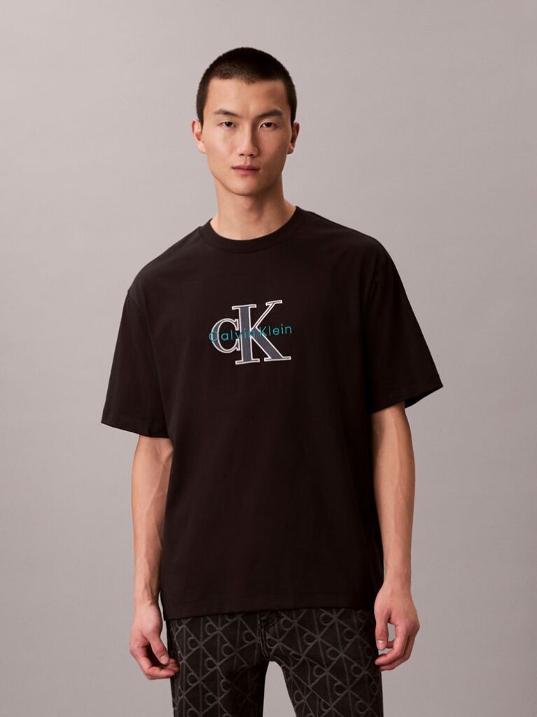 Black Monologo Graphic Relaxed T-Shirt  Men