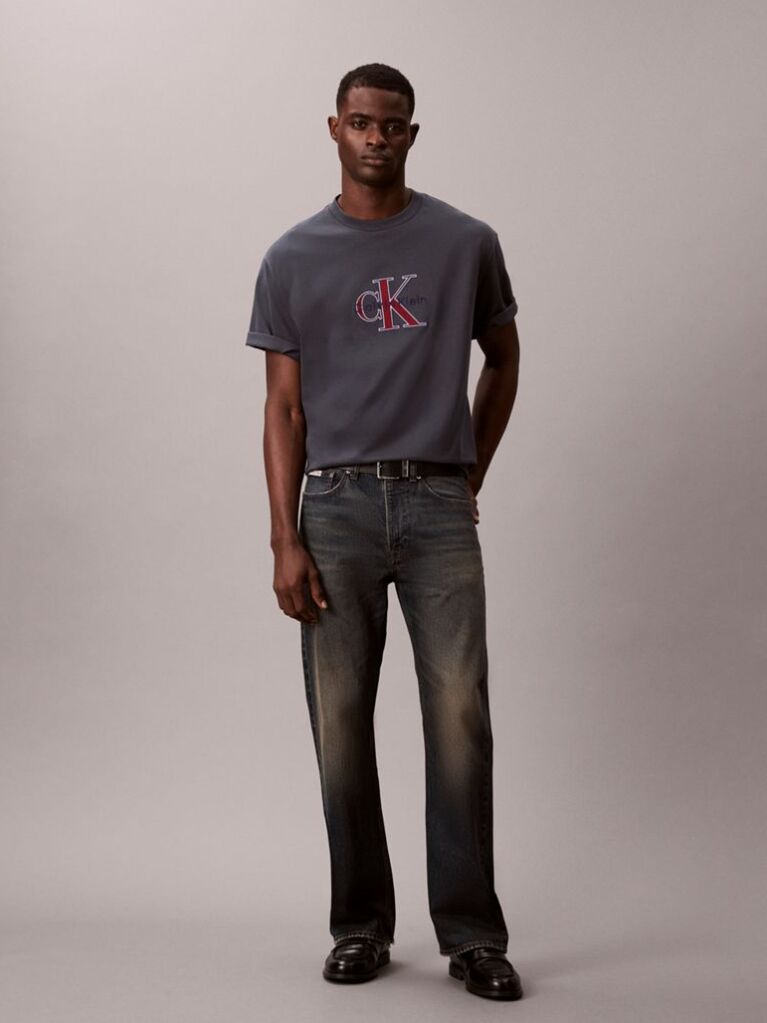 Blue Monologo Graphic Relaxed T-Shirt  Men