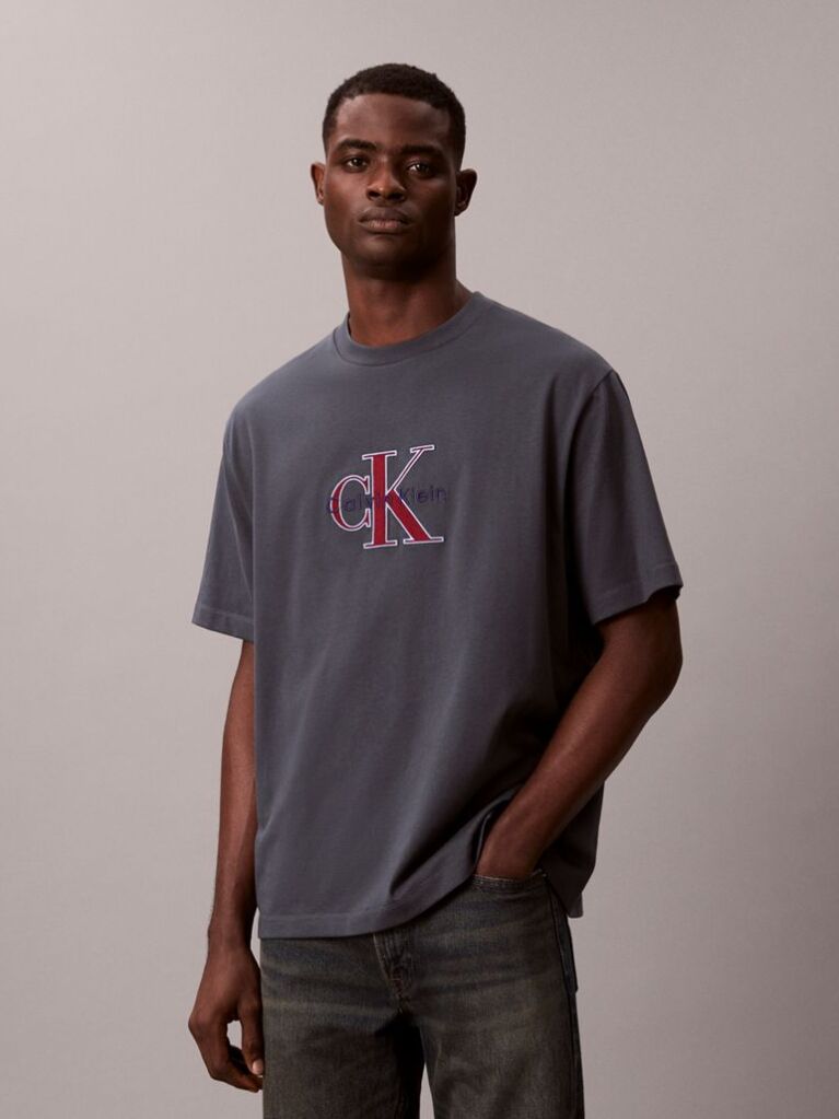 Blue Monologo Graphic Relaxed T-Shirt  Men