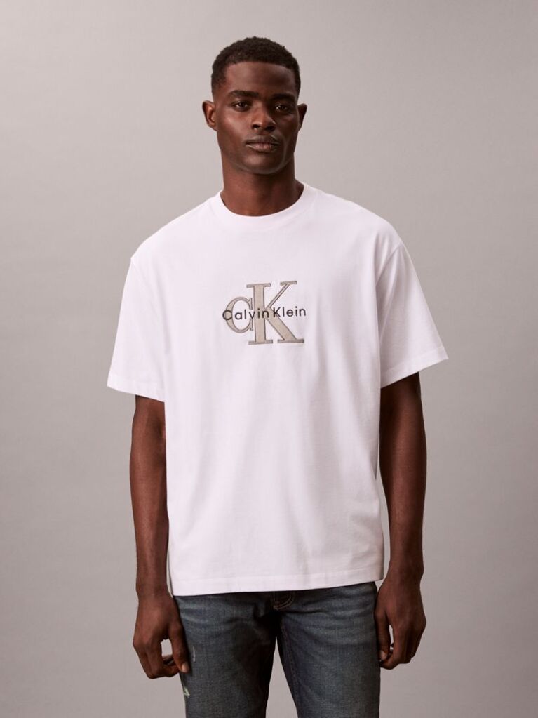 White Monologo Graphic Relaxed T-Shirt  Men