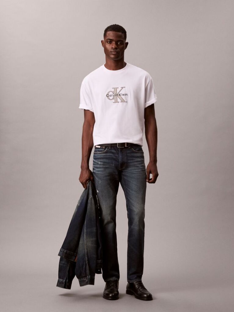 White Monologo Graphic Relaxed T-Shirt  Men
