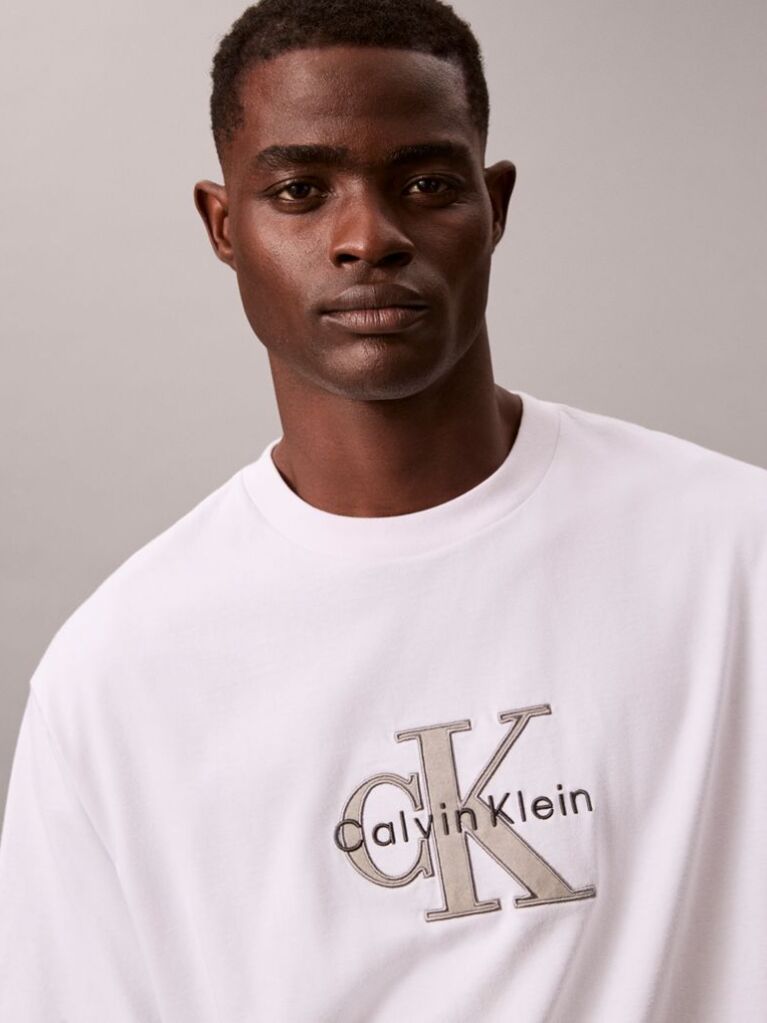 White Monologo Graphic Relaxed T-Shirt  Men