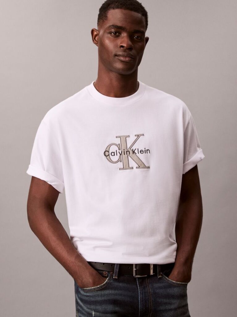 White Monologo Graphic Relaxed T-Shirt  Men