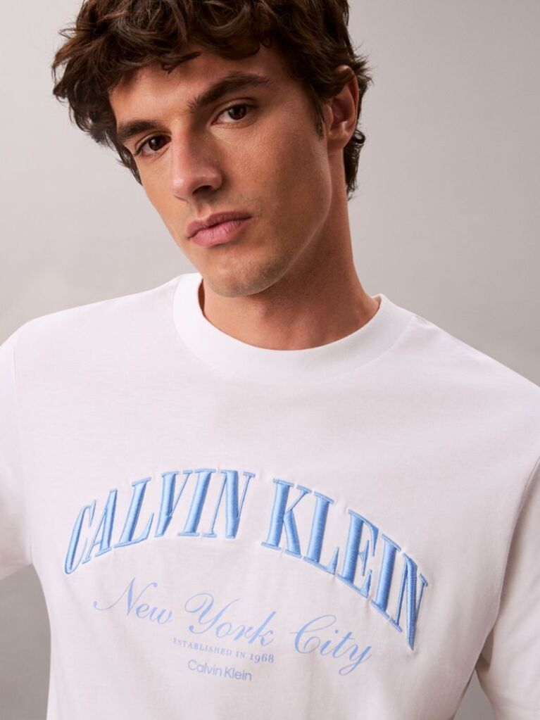 White Embroidered NYC Logo T-shirt  Men