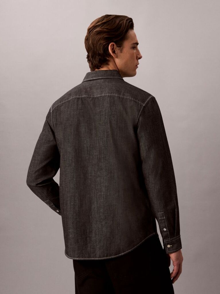 Black Classic Fit Chambray Shirt  Men