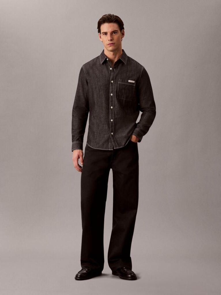 Black Classic Fit Chambray Shirt  Men