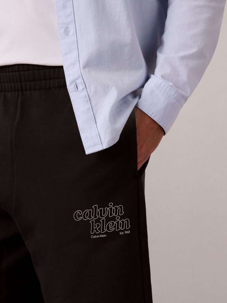 Black Graphic Logo Terry Shorts  Men