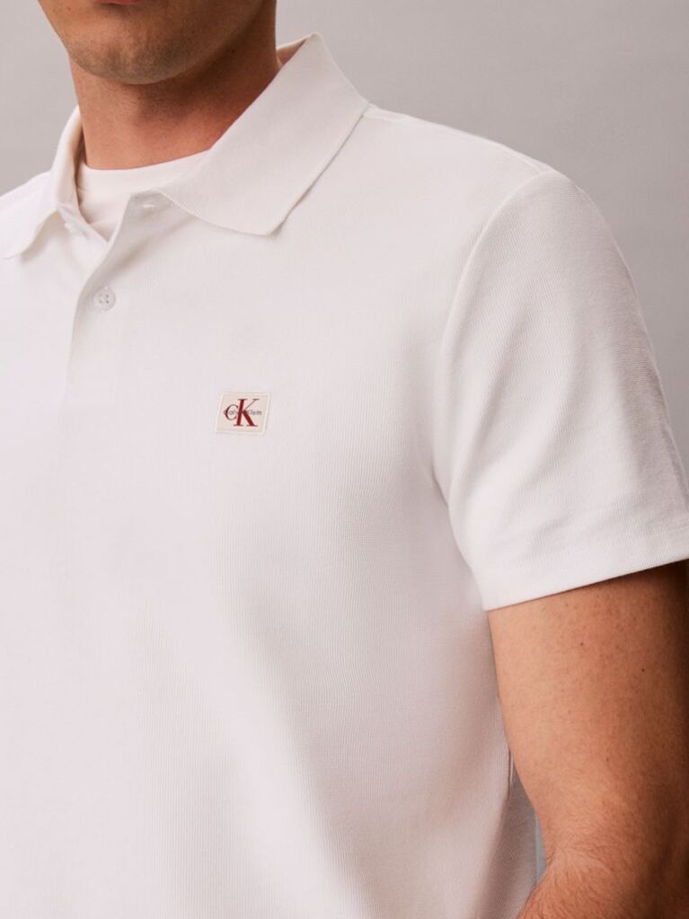 White Classic Fit Micro Waffle Knit Polo Shirt  Men