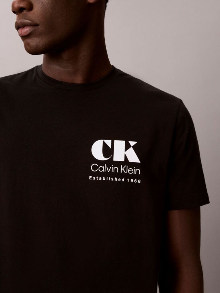 Black Logo Graphic Crew Neck T-Shirt  Men