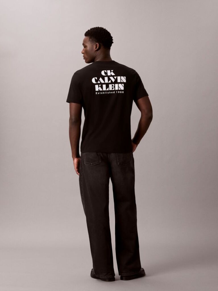 Black Logo Graphic Crew Neck T-Shirt  Men