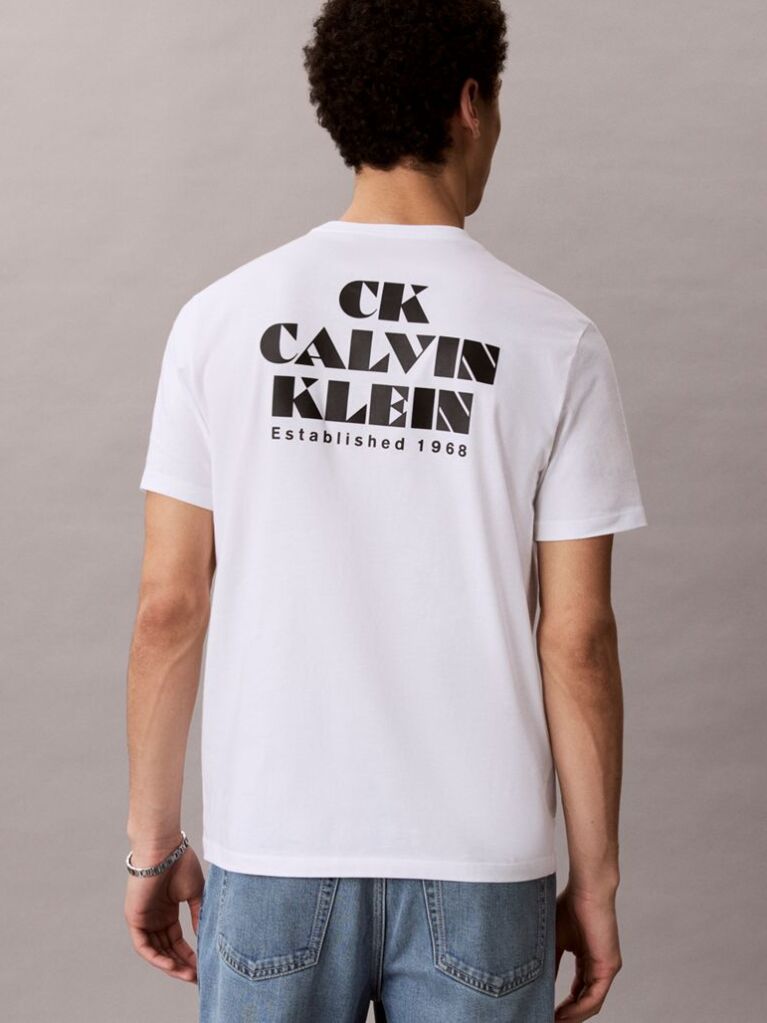 White Logo Graphic Crew Neck T-Shirt  Men