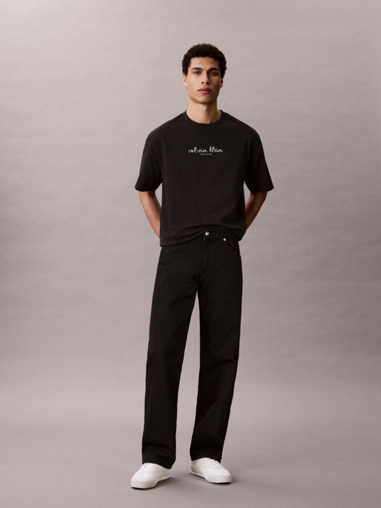 Black Logo Graphic Crew Neck T-Shirt  Men