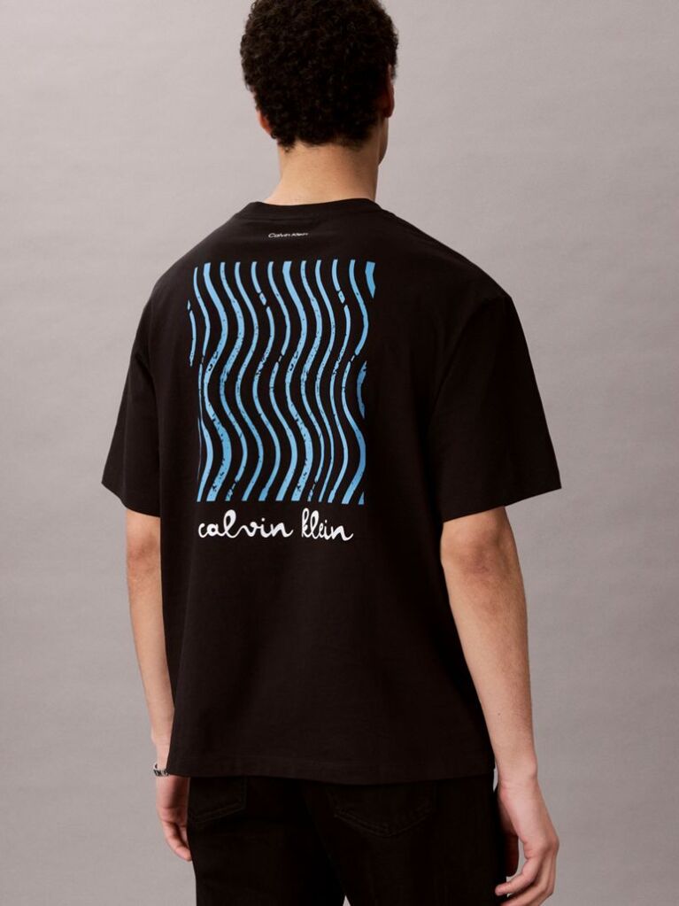 Black Logo Graphic Crew Neck T-Shirt  Men