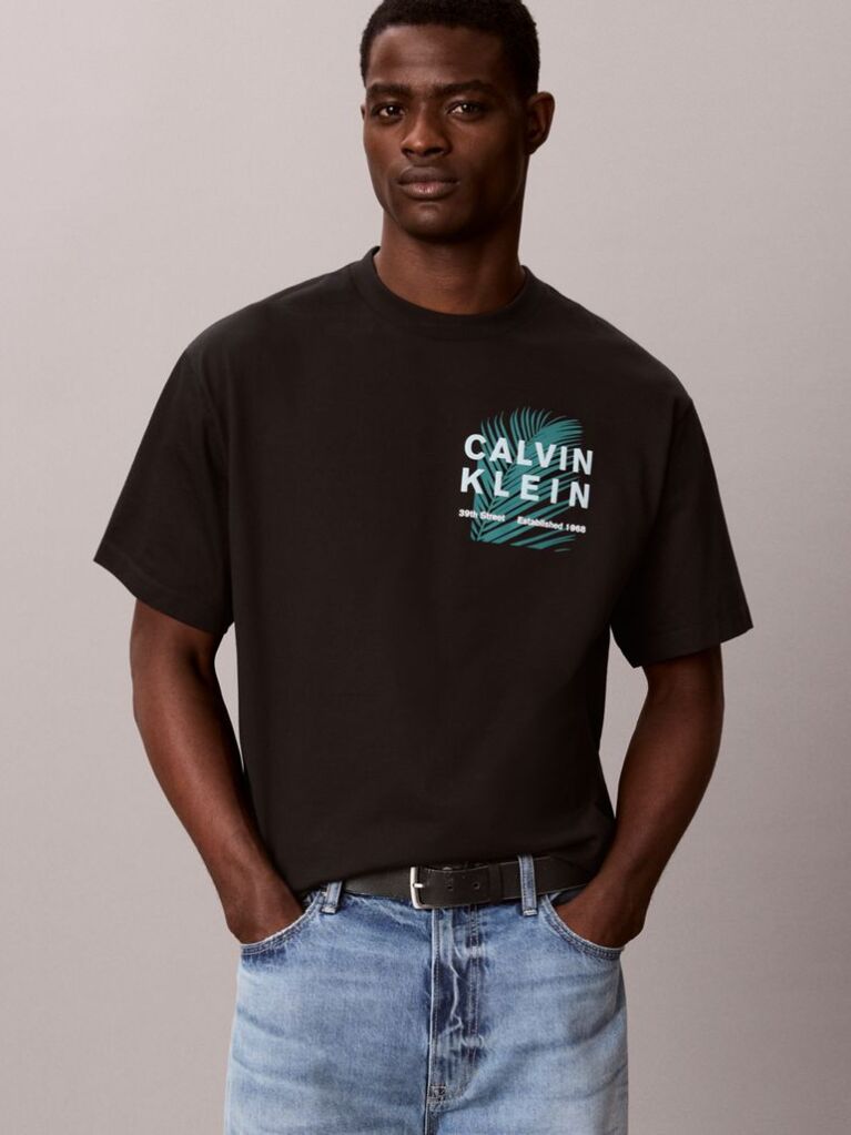 Black Palm Logo Graphic Crew Neck T-Shirt  Men