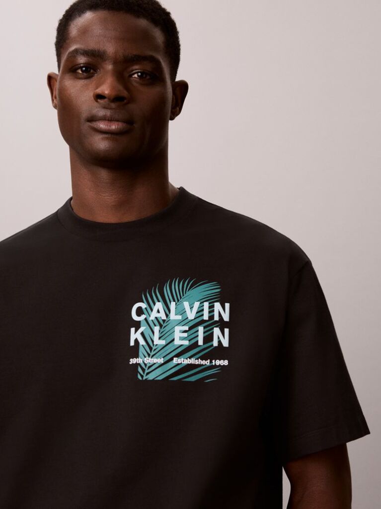 Black Palm Logo Graphic Crew Neck T-Shirt  Men