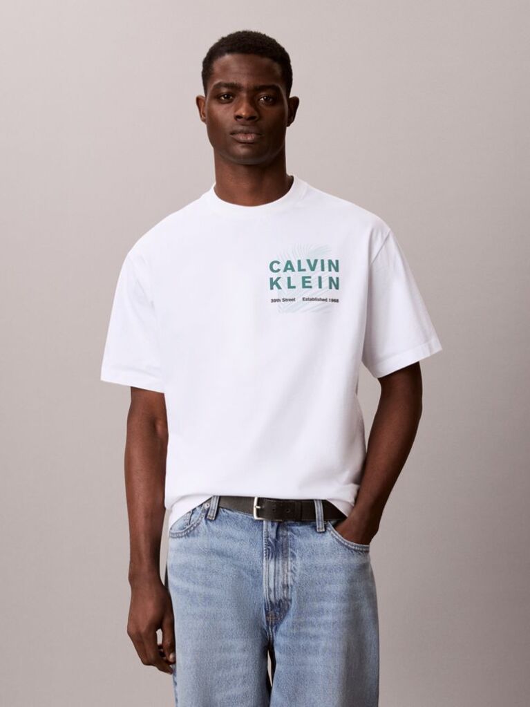 White Palm Logo Graphic Crew Neck T-Shirt  Men