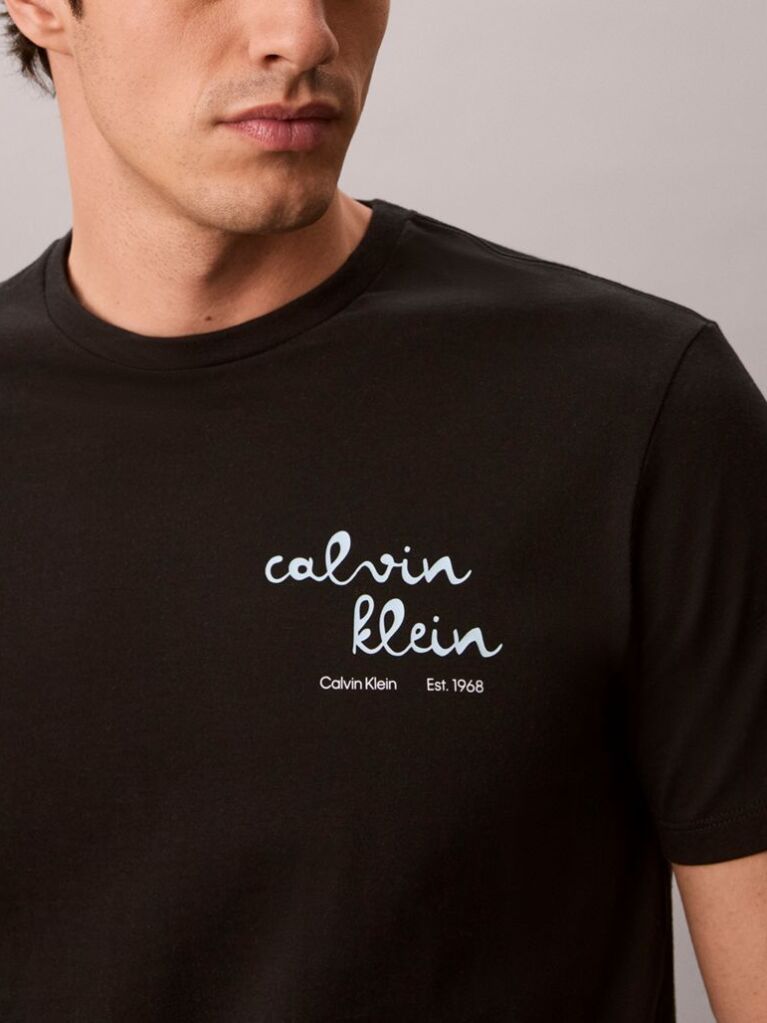 Μαύρο T-Shirt Με Γραφικό Λογότυπο Και Στρογγυλή Λαιμόκοψη  Άνδρας