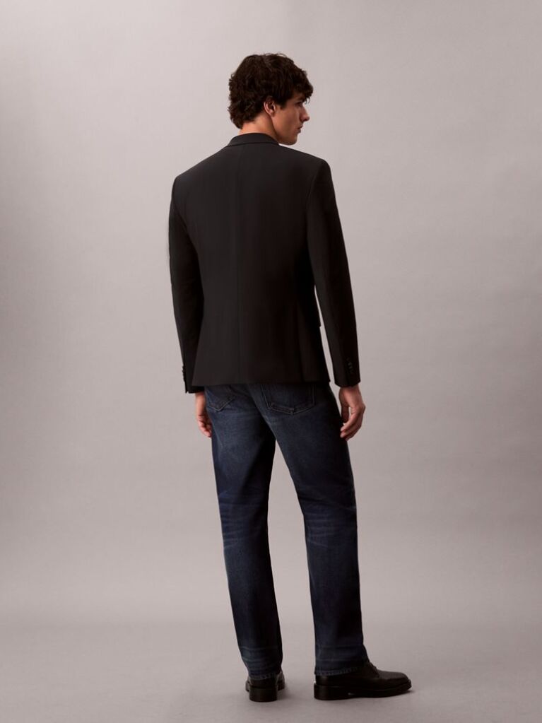 Black Slim Tropical Wool Blazer  Men