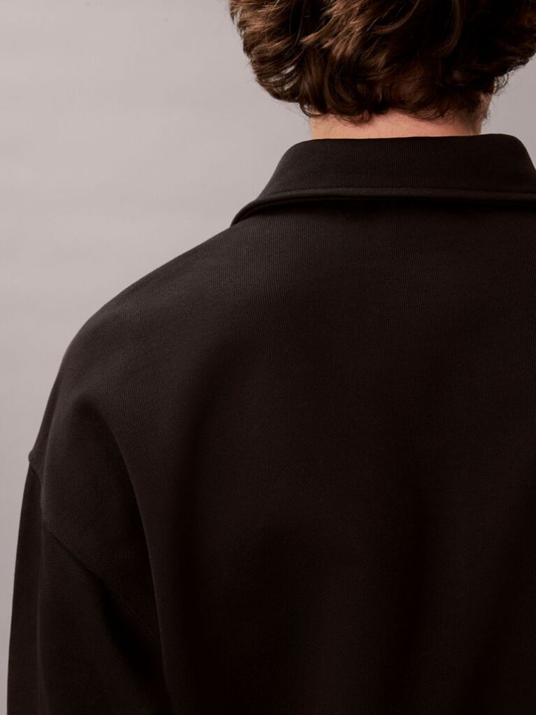 Μαύρο Μακρυμάνικη Πόλο Μπλούζα Με Heavy Jersey Λογότυπο  Άνδρας